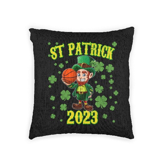 Kids Basketball St Patricks Day Lucky Basketball Woven Pillows