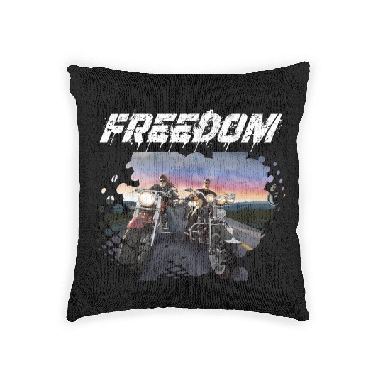 Freedom on the motorcycle Woven Pillows