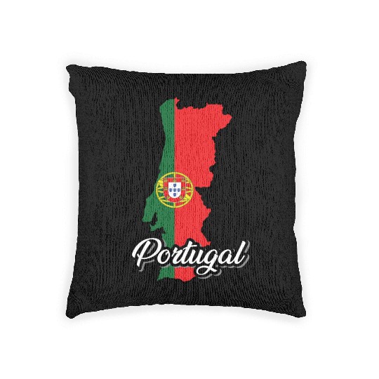 Portugal map in national flag colors. Woven Pillows