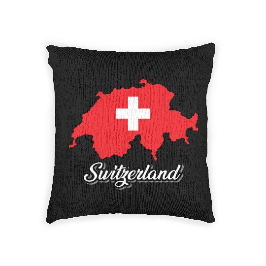 Switzerland, Schweiz, Swiss, Flag country, map Woven Pillows