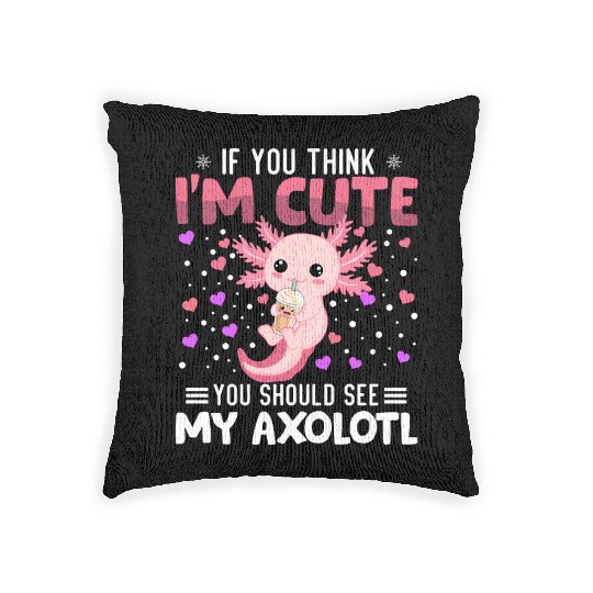 Axolotl Heart Valentine's Day Animal For Womens Woven Pillows