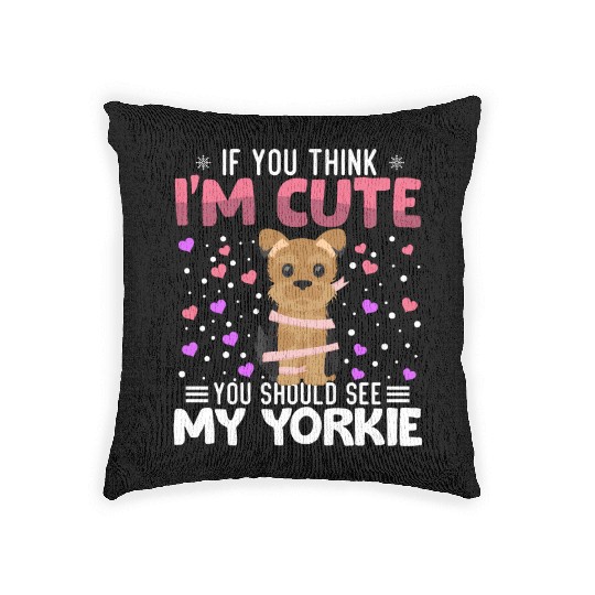 Yorkie Heart Valentine's Day Animal For Womens Woven Pillows