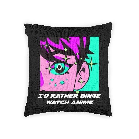 Id Rather Binge Watch Anime Kawaii Japanese Cute J Woven Pillows