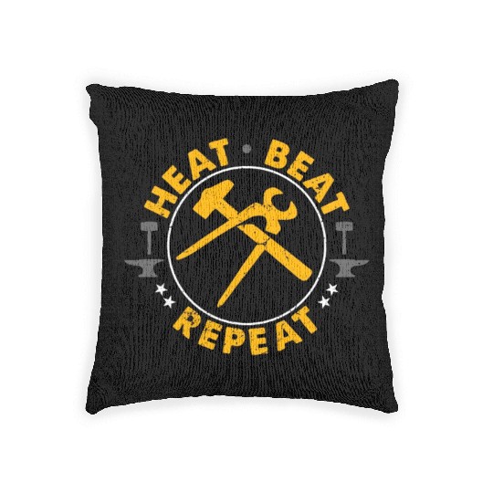 Forging Heat Beat Repeat Iron Worker Blacksmiths Woven Pillows