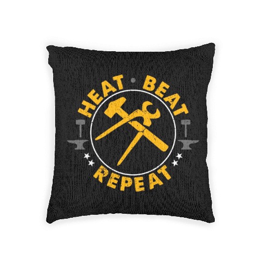 Forging Heat Beat Repeat Iron Worker Blacksmiths Woven Pillows