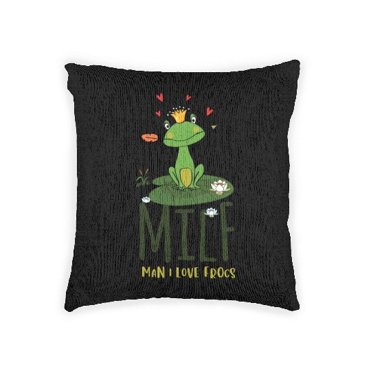milf man i love frogs Woven Pillows