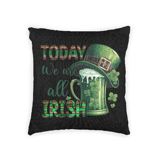 Mens St Patricks Day All Irish Green Shamrock Woven Pillows