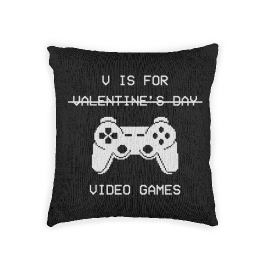 V Is For Video Games Valentine s Day Woven Pillows