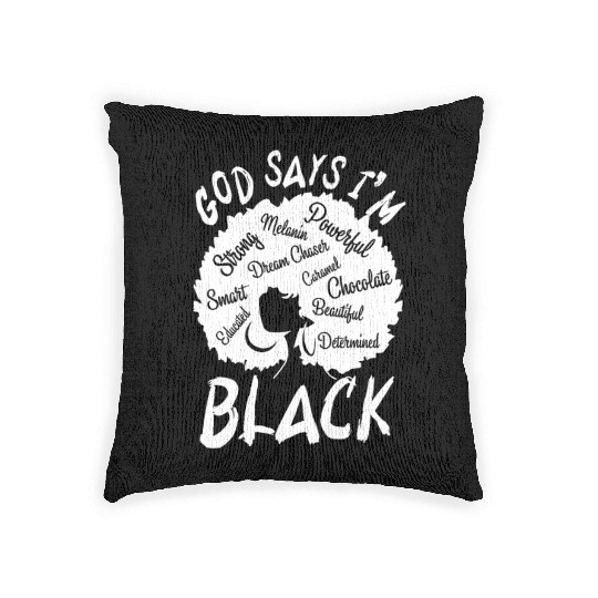 African American Girl God Says I Am Black Pride Woven Pillows