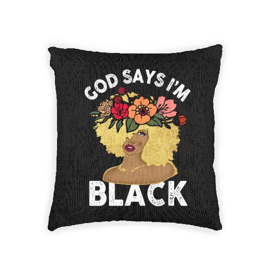African American Girl God Says I Am Black Pride Woven Pillows