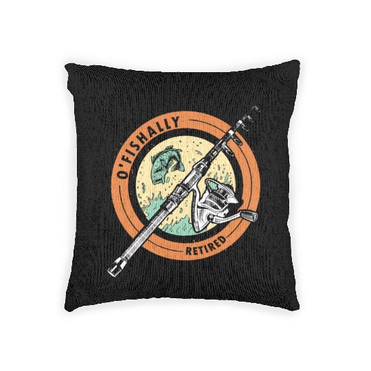 Ofishally Retired Fishing Retro Retirement Fishing Woven Pillows