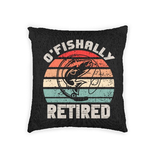 Ofishally Retired Fishing Retro Retirement Fishing Woven Pillows