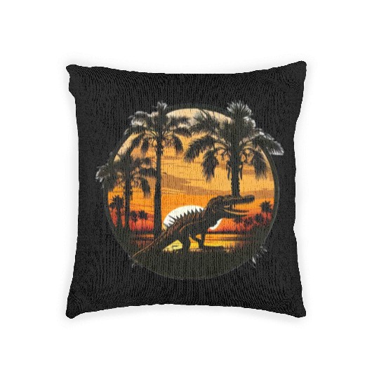 Florida Everglades Sunset Alligator and Palm Tree Woven Pillows