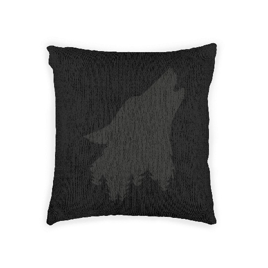 Great Black Wolf for Forest Woven Pillows