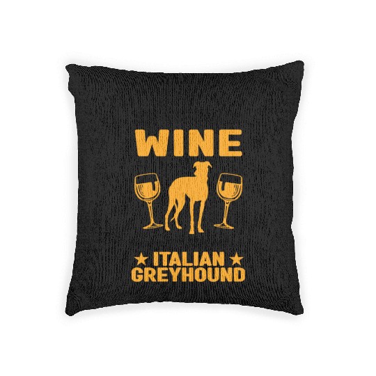 Italian Greyhound And Wine Woven Pillows