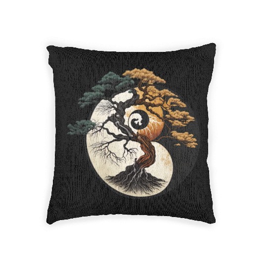 Yin and Yang Bonsai Tree Woven Pillows