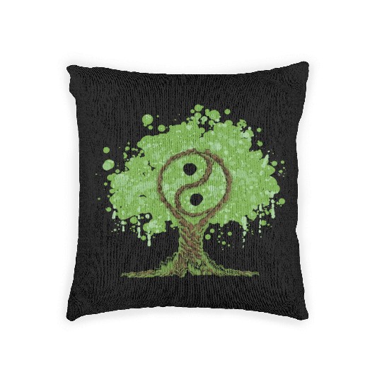 Ying Yang Tree of Life Woven Pillows