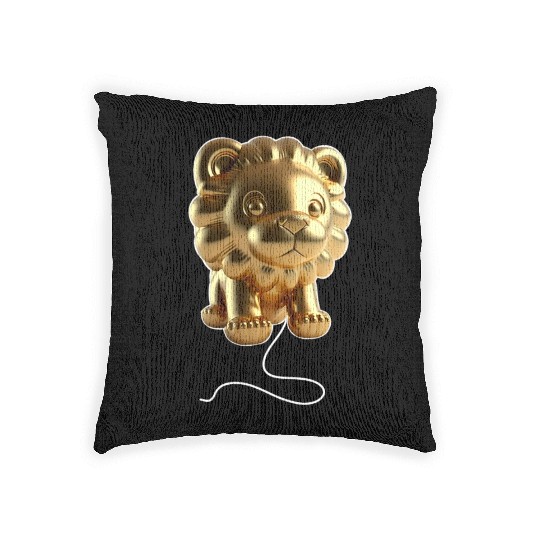Lion Gold Balloon Woven Pillows
