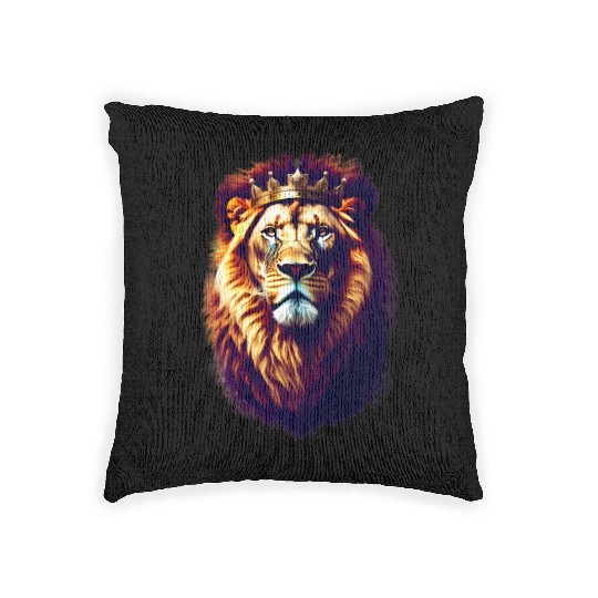 Lion with a crown Woven Pillows