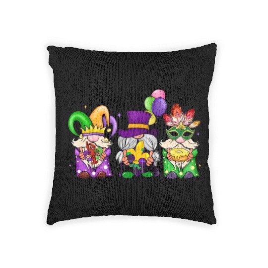 Kids Toddler Girls Fleur de Lis Mardi Gras Gnomes Woven Pillows