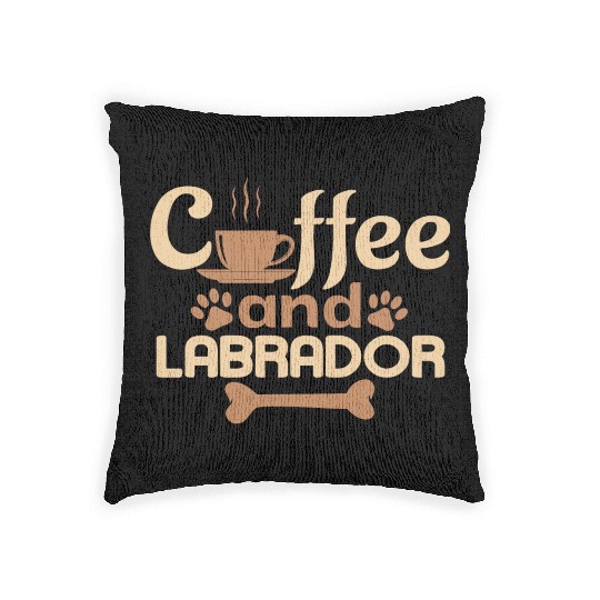 coffe and Labrador pet lover Woven Pillows
