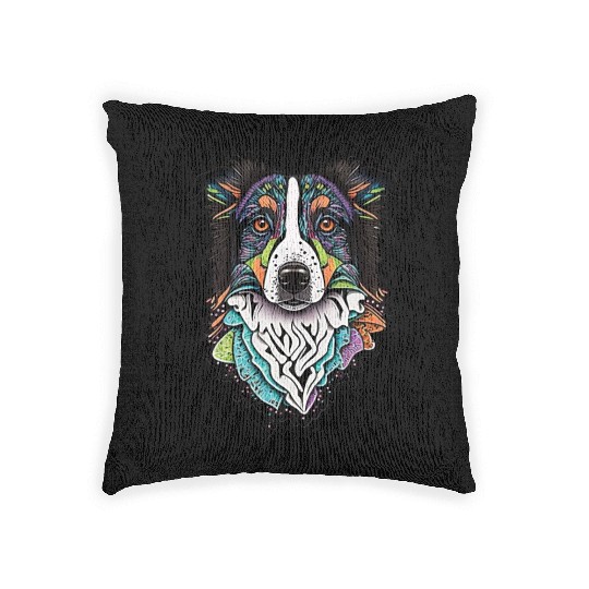 Border Collie Fantasy Dog Woven Pillows