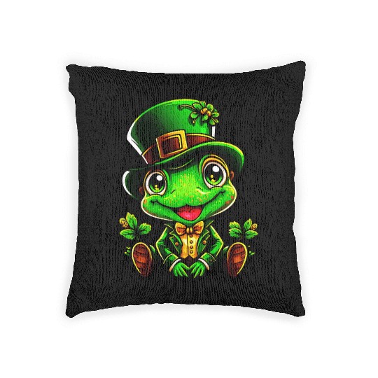 Frog Spells On St. Patrick's Day Woven Pillows