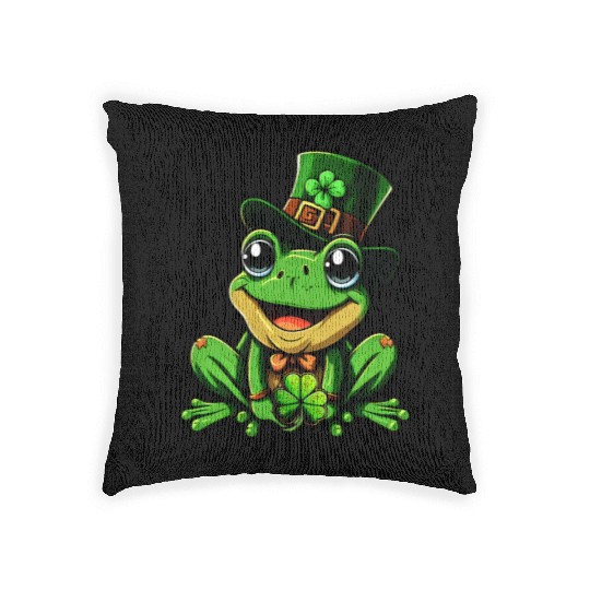 Lucky Frog St. Patrick's Day Top Hat Woven Pillows
