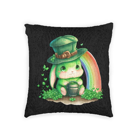 St Patrick's Day Irish Funny Rabbit Saint Patrick Woven Pillows
