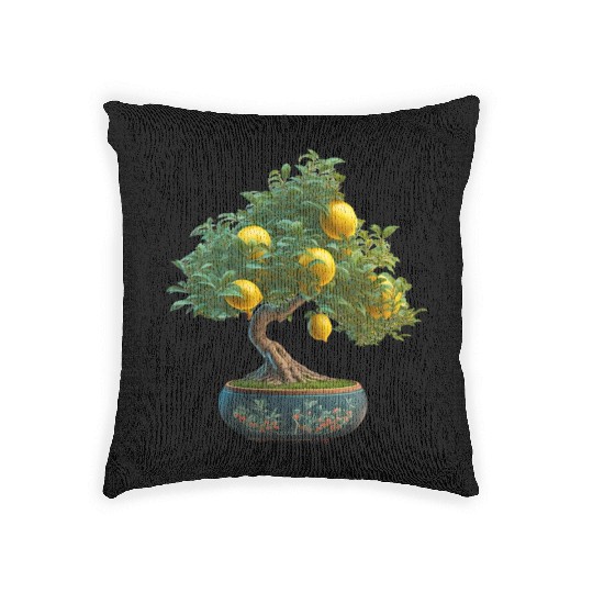 Lemon Bonsai Tree Woven Pillows