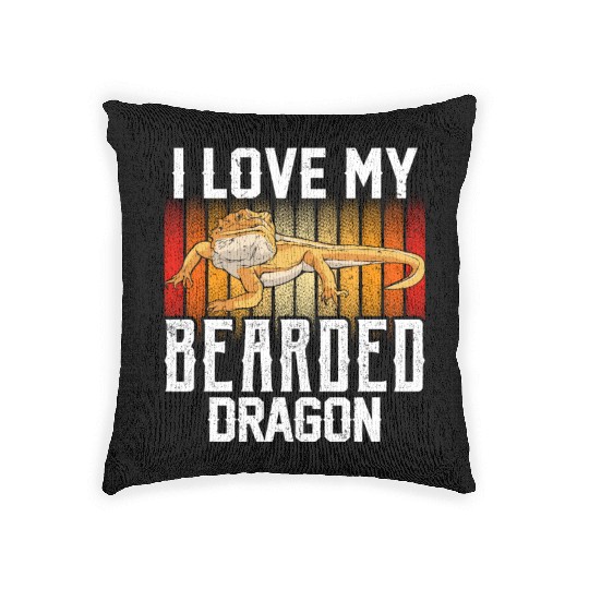 I Love My Bearded Dragon Animal Reptile Pet Lover Woven Pillows