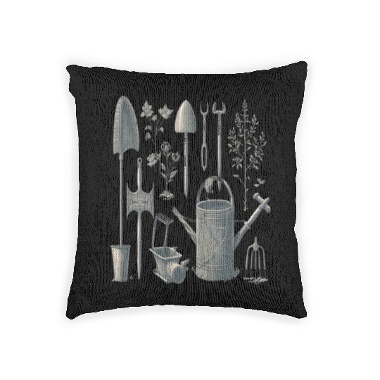 Florist Gardener Dad Grayscale Gardening Tools Woven Pillows