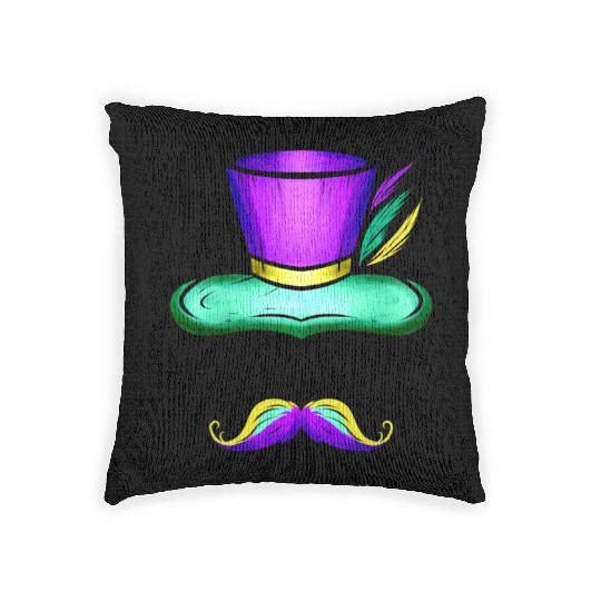 Hat And Mustache For Mardi Gras Woven Pillows