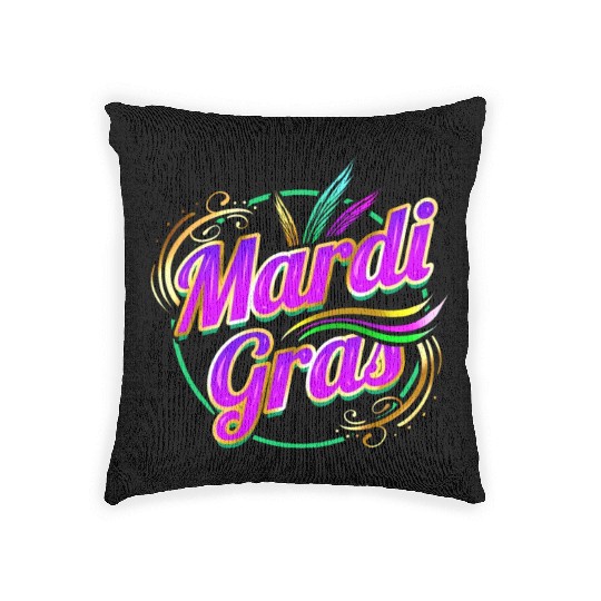Lettering Logo For Mardi Gras Woven Pillows