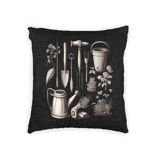 Florist Gardener Dad Grayscale Gardening Tools Woven Pillows