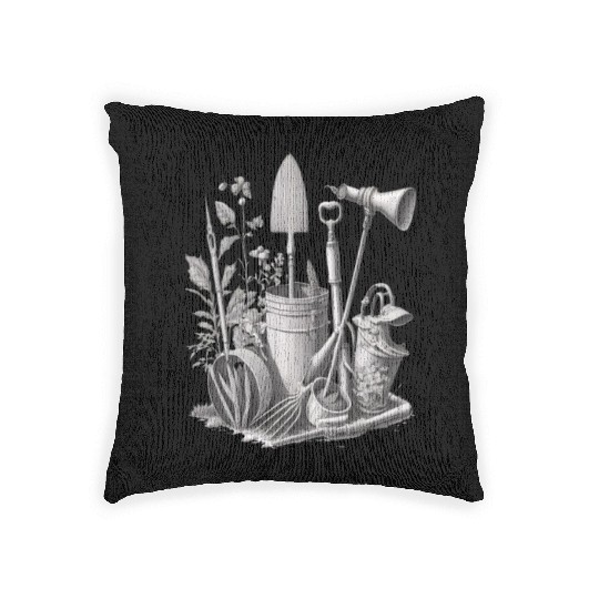 Florist Gardener Dad Grayscale Gardening Tools Woven Pillows