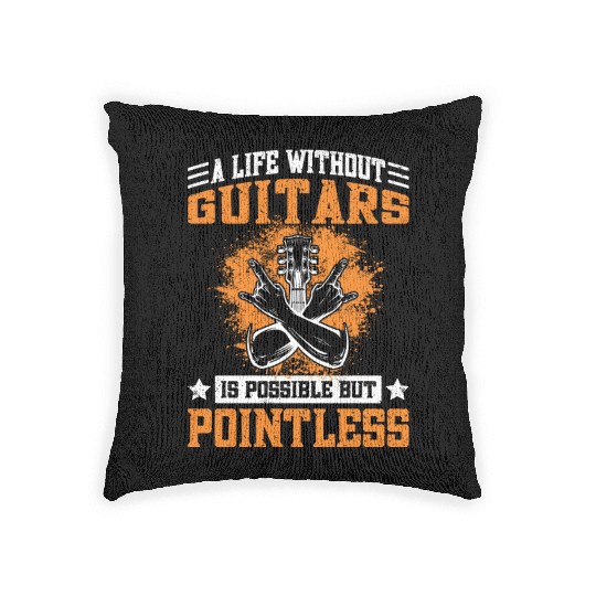 Funny E Guitar Saying Electric Guitar & Guitarist Woven Pillows