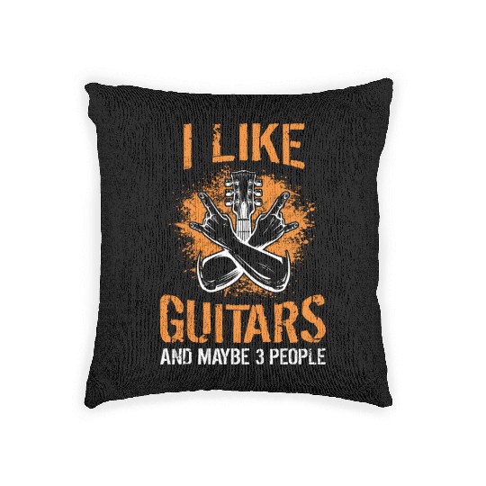 Funny E Guitar Saying Electric Guitar & Guitarist Woven Pillows