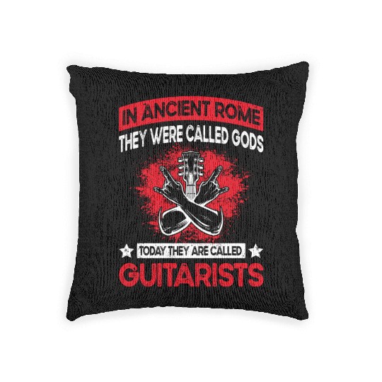 Funny E Guitar Saying Electric Guitar & Guitarist Woven Pillows