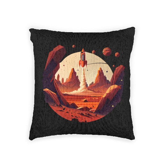 Vintage Space Science Mars Fiction Geek Solar Woven Pillows