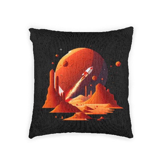 Vintage Space Science Mars Fiction Geek Solar Woven Pillows