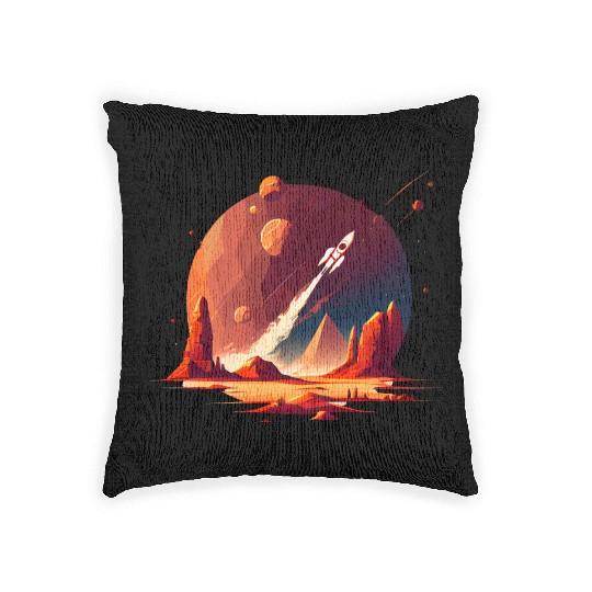 Vintage Space Science Mars Fiction Geek Solar Woven Pillows