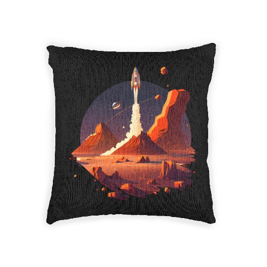 Vintage Space Science Mars Fiction Geek Solar Woven Pillows