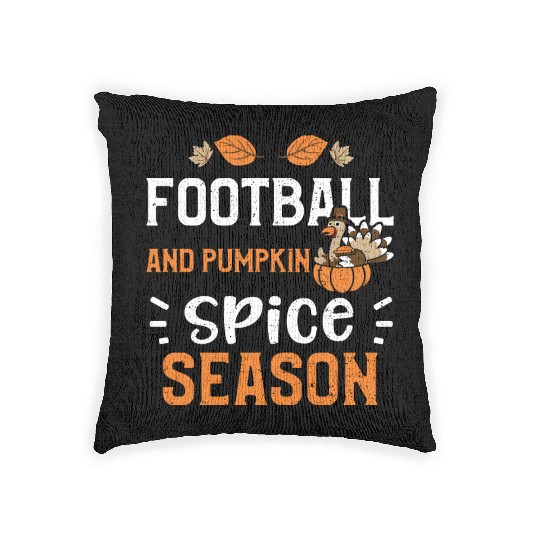 Football And Pumpkin Spice Season Woven Pillows