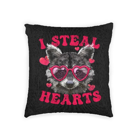 Valentine Raccoon Trash Panda I Heart Raccoons Woven Pillows