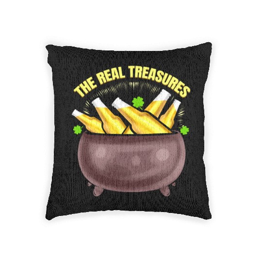 Beer Is The Real Treasure Pot Of Gold On St Woven Pillows
