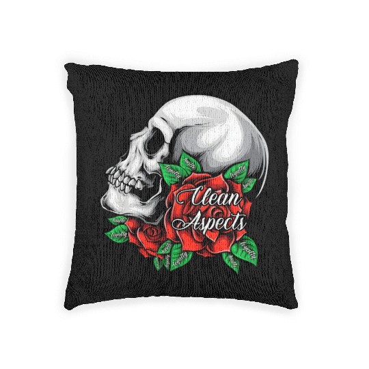 CA SKULL AND ROSES Woven Pillows