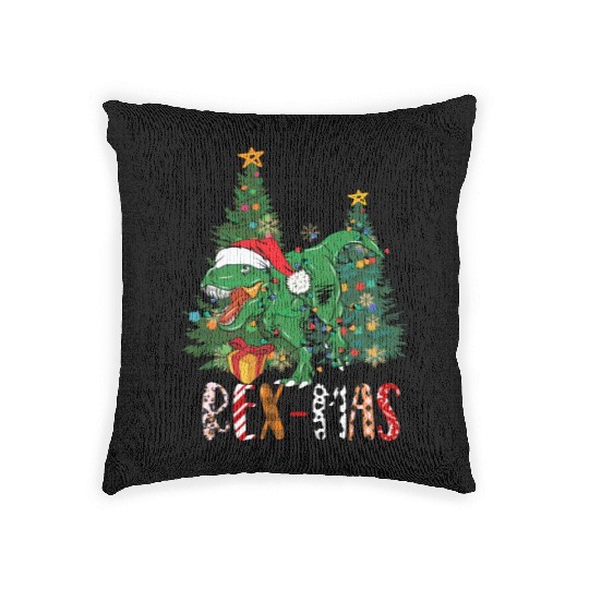 Dino dinosaur T-rex Trex Tyrannosaurus Xmas Woven Pillows