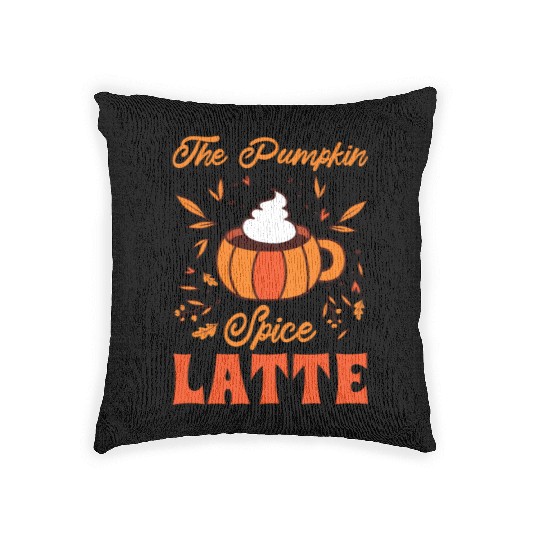 Pumpkin Spice Latte Halloween Coffee Lover Tarot Woven Pillows
