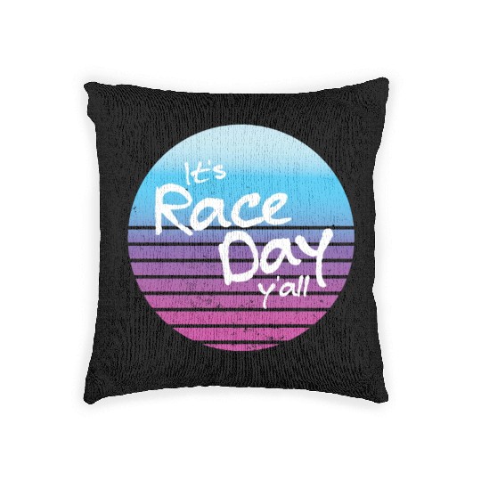 Its Race Day Y'all Retro Motorsports Racing Quote Woven Pillows